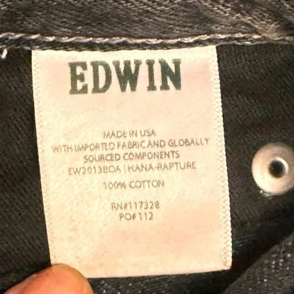 Edwin Hana Classic Straight Crop Rapture Black Wash Denim Jeans Women's 24 NWT - Picture 9 of 11